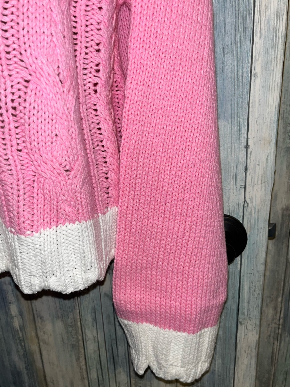 POL Large Barbie Pink Cable Knit V-Neck Cardigan Sweater - Picture 4 of 6